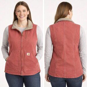 Carhartt Vest Sandstone VINTAGE ROSE Sherpa lined Duck Vest XL